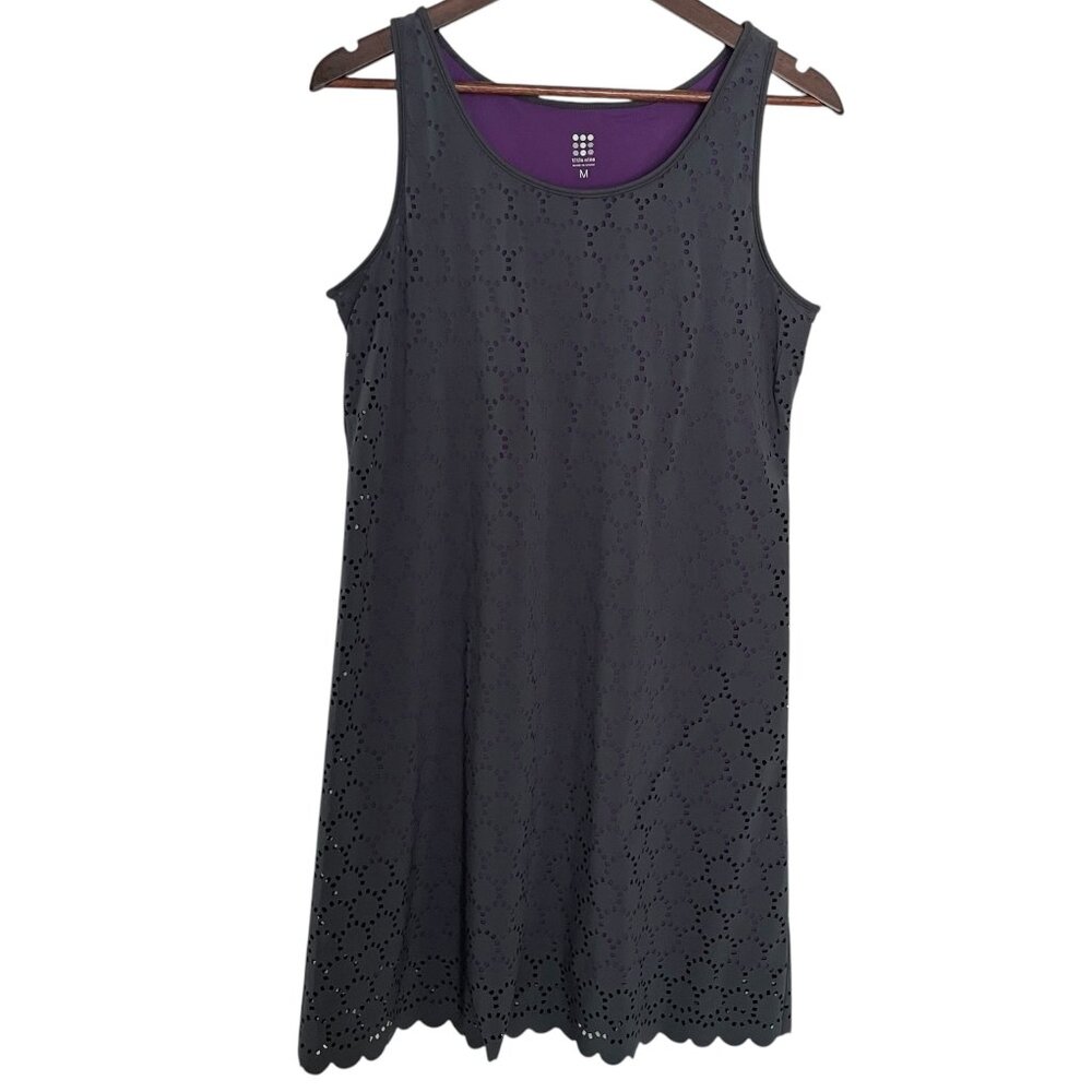 Title Nine Nimblene Athletic Sun Dress M Gray Perforated Laser Cut Out Sleevelss